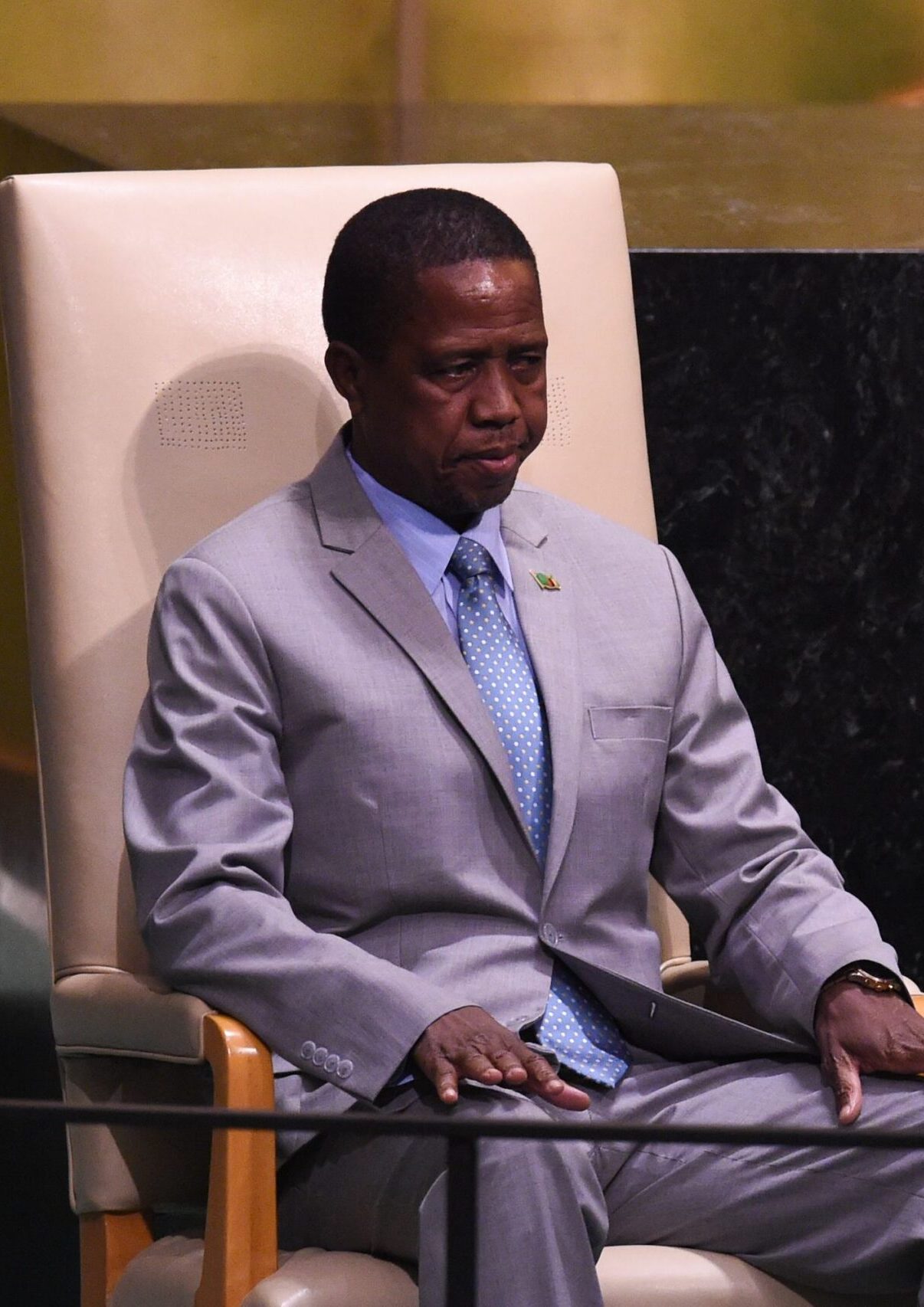 President Edgar Lungu at the 73rd session of the General Assembly at the United Nations, September 25, 2018 in New York.Bryan R. Smith/Getty Images